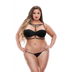 Baci Lingerie Ensemble 2 Pièces GT Harnais Avec Lanières Noires