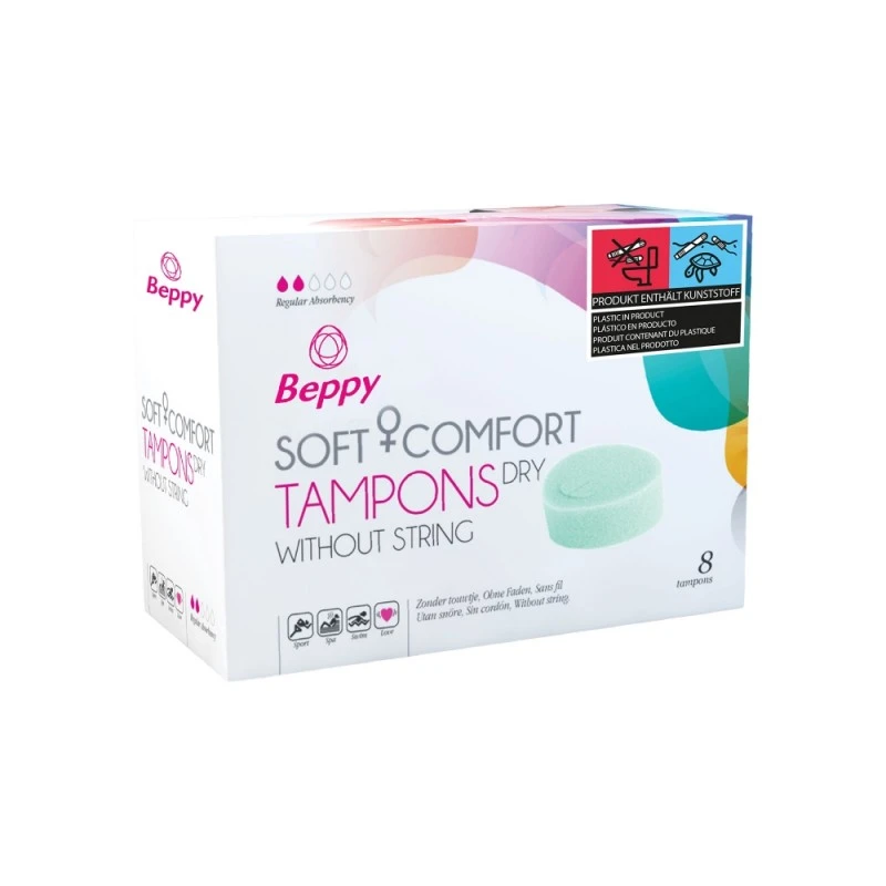 Beppy Éponges Menstruelles Soft + Comfort DRY Tampons Boîte De 8