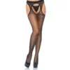 LEG AVENUE Collants Bretelles Spandex Extra-Fin à Festons Noir