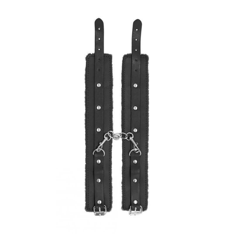Ouch! Menottes Chevilles Plush Leather Cuffs Noires – Image 2