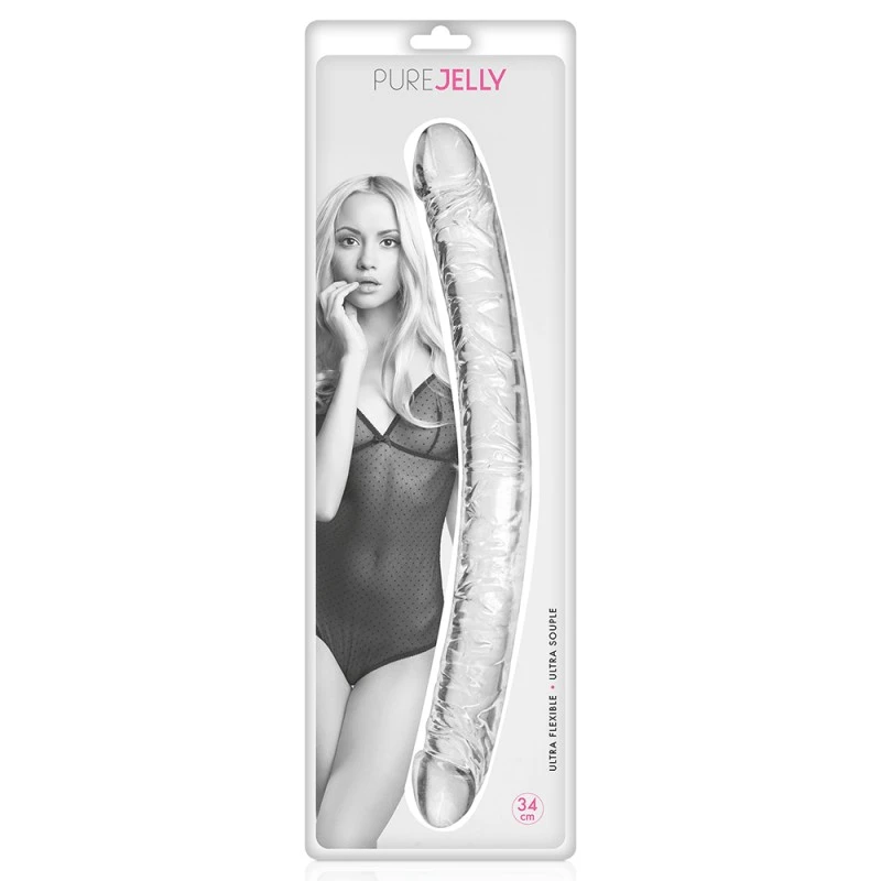 PURE JELLY Double Dong 34 Cm Cristal Veiné Transparent – Image 3
